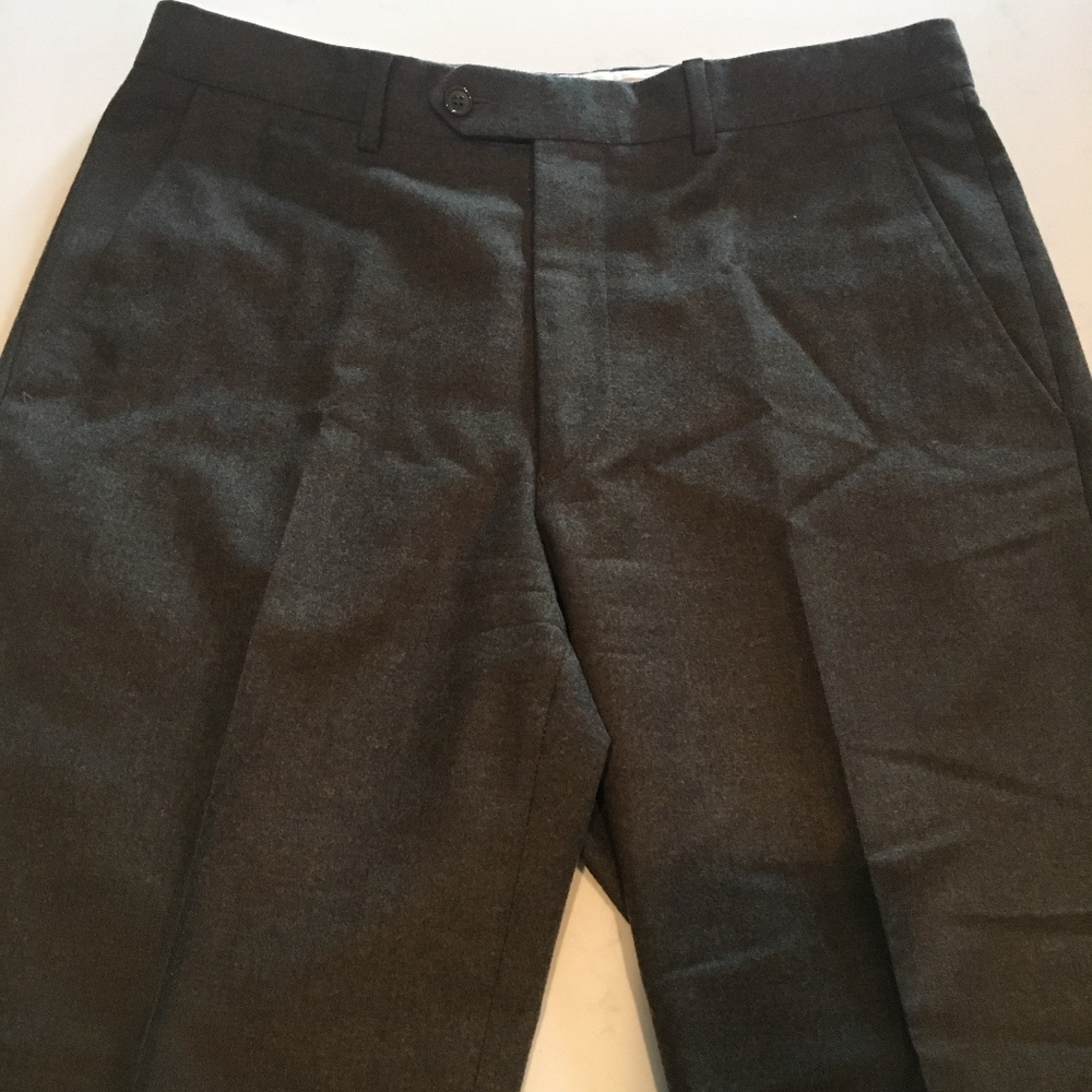Santorelli Model Romeo Forest Colored Wool Slacks